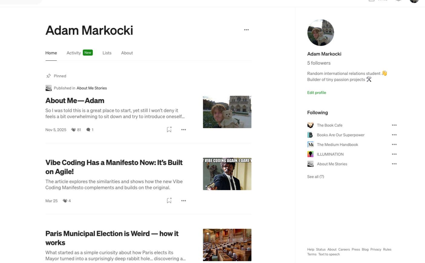 My Medium Page